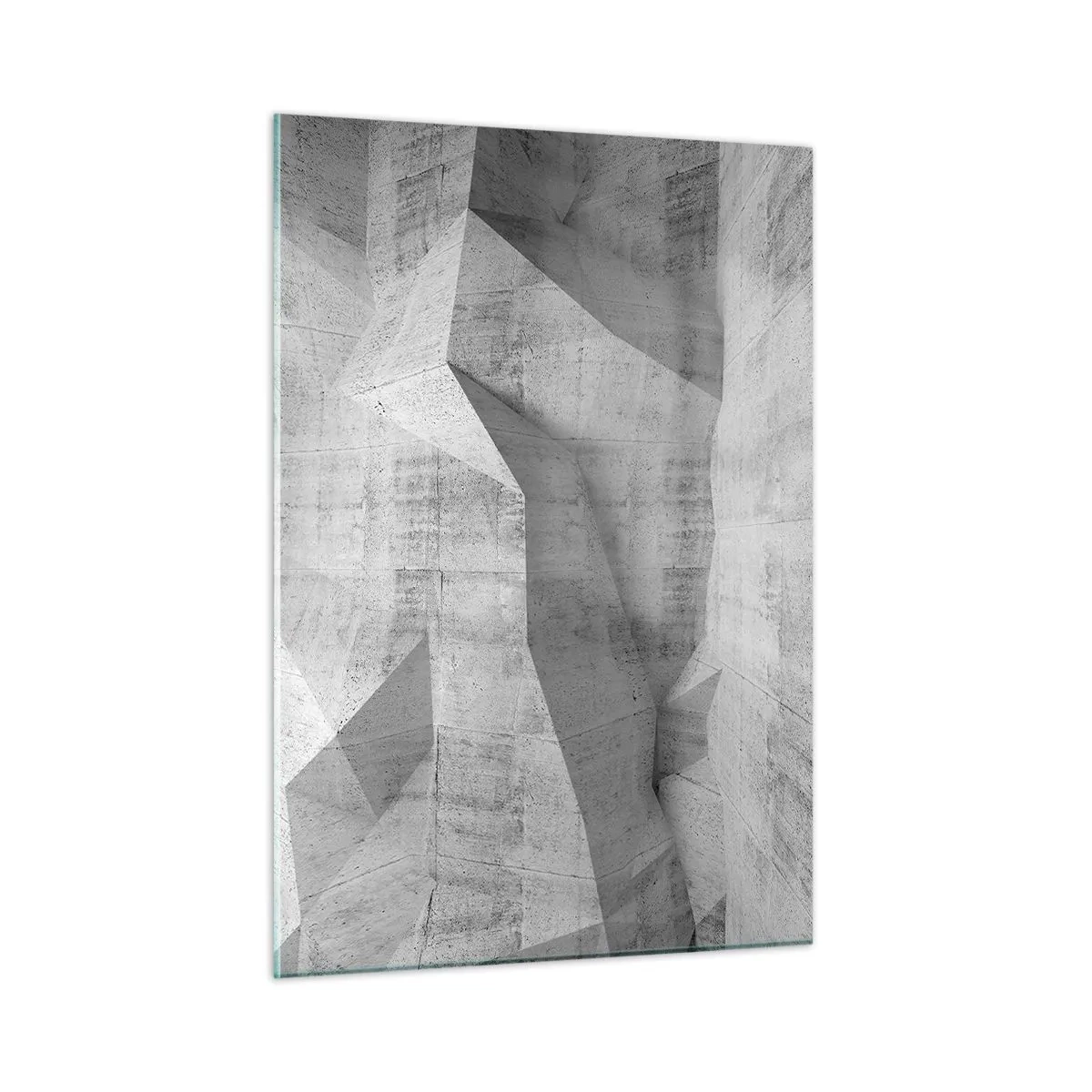 Quadro su vetro - Struttura geometrica in cemento nei toni del grigio - 50x70cm - Una vera sfida - Decorazione murale moderna per soggiorno e camera da letto ARTTOR