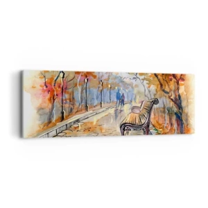 Quadro su tela - Stampe su Tela - Passeggiando insieme l'autunno - 90x30 cm