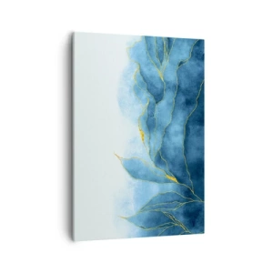 Quadro su tela - Stampe su Tela - Onde astratte nelle tonalità del blu con accenti dorati - 50x70cm - Blu nell'oro - Decorazione murale moderna per soggiorno e camera da letto ARTTOR