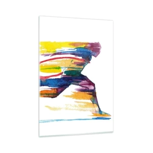 Quadro su vetro - Un corridore dai colori astratti che simboleggiano dinamismo ed energia - 80x120cm - Corsa attraverso l'arcobaleno - Decorazione murale moderna per soggiorno e camera da letto ARTTOR
