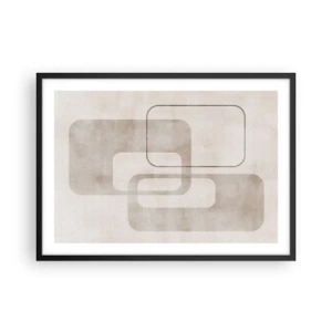 Poster in cornice nera - Una composizione minimalista con rettangoli nelle tonalità del beige su uno sfondo discreto. - 70x50cm - Giunti geometrici - Decorazione murale moderna per soggiorno e camera da letto ARTTOR