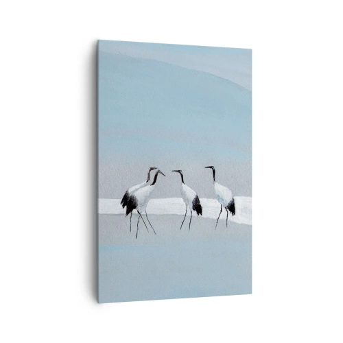 Quadro su tela - Stampe su Tela - Un gruppo di gru contro un cielo azzurro e il sole nascente - 80x120cm - Dopo un giorno rovente - Decorazione murale moderna per soggiorno e camera da letto ARTTOR