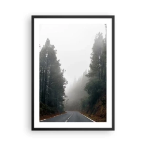 Poster in cornice nera - Una strada tortuosa tra gli alberi avvolti nella nebbia - 50x70cm - Il racconto della foresta magica - Decorazione murale moderna per soggiorno e camera da letto ARTTOR