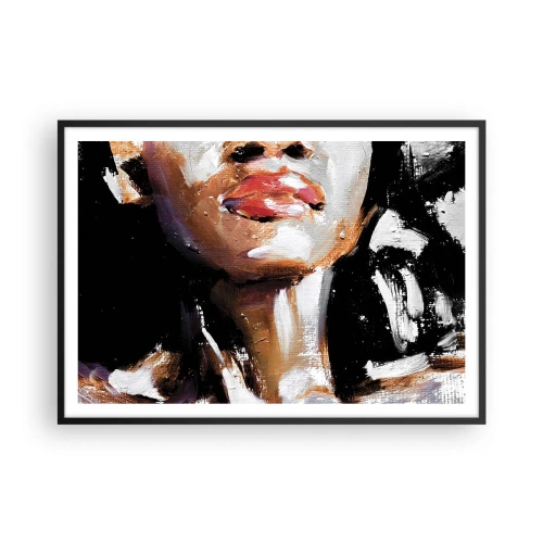Poster in cornice nera - Ritratto di una donna in stile pittorico espressivo su uno sfondo scuro - 100x70cm - Orgoglio senza pregiudizio - Decorazione murale moderna per soggiorno e camera da letto ARTTOR