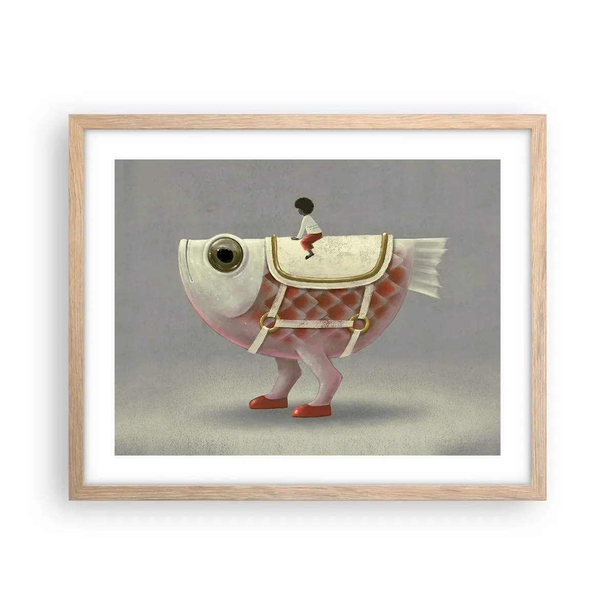 Poster in cornice rovere chiaro - Il cavaliere del pesce - 50x40 cm