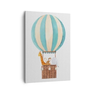 Quadro su tela - Stampe su Tela - Un palloncino con simpatici animali dai colori pastello - 50x70cm - Una gita fantastica - Decorazione murale moderna per soggiorno e camera da letto ARTTOR