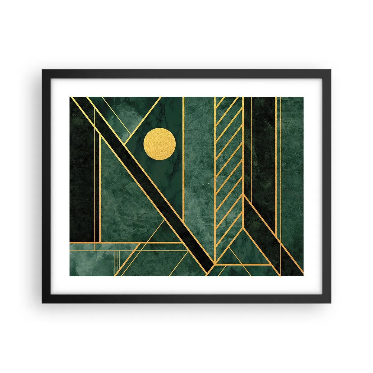 Poster in cornice nera - Dinamica di oro e azzurro - 50x40 cm