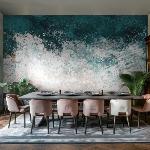 Fotomurali Standard Eco - Un'onda pittorica che si infrange su una spiaggia sabbiosa - 100x70cm - Storie di mare - Decorazione murale moderna per soggiorno e camera da letto ARTTOR