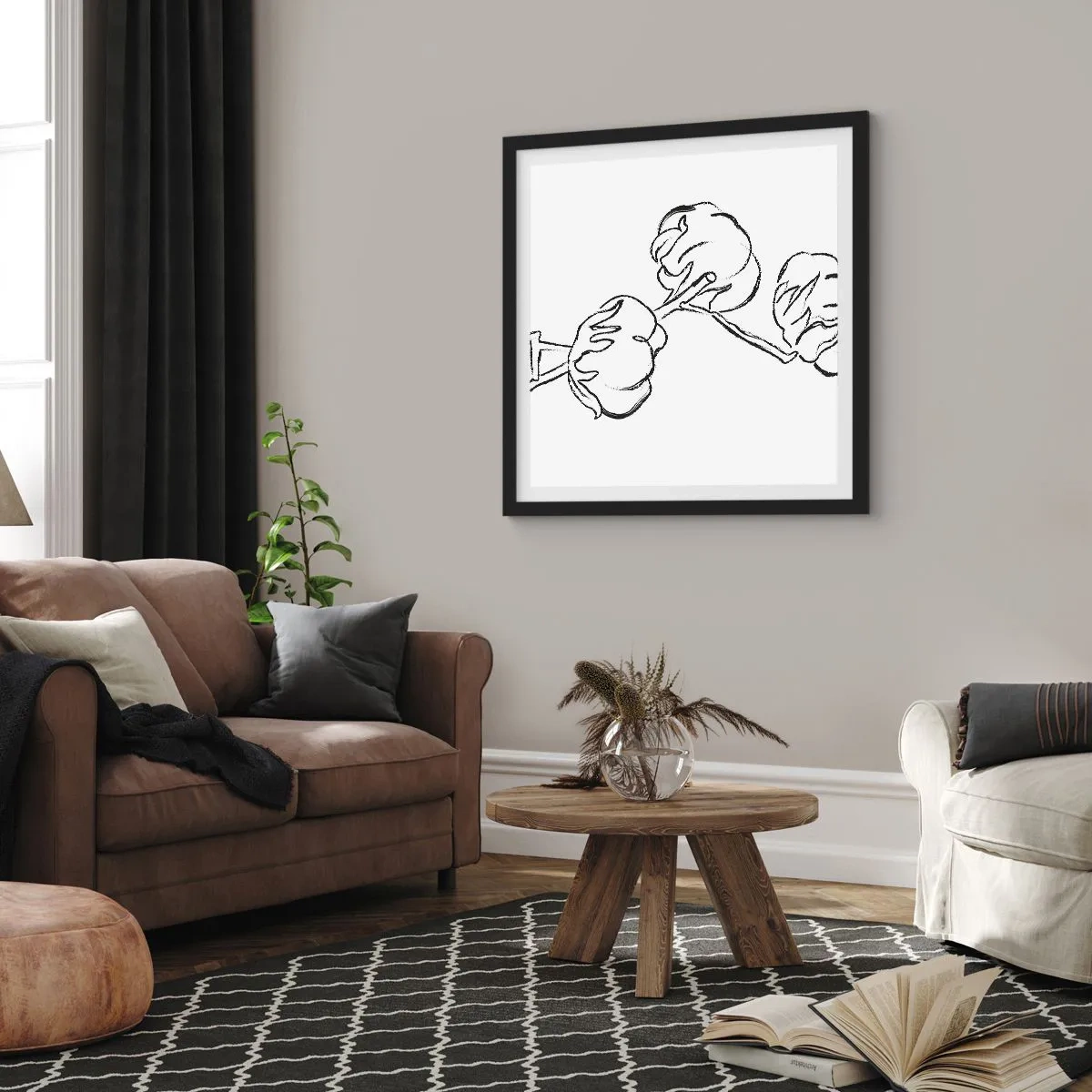 Poster in cornice nera - Piumino di cotone - 60x60 cm