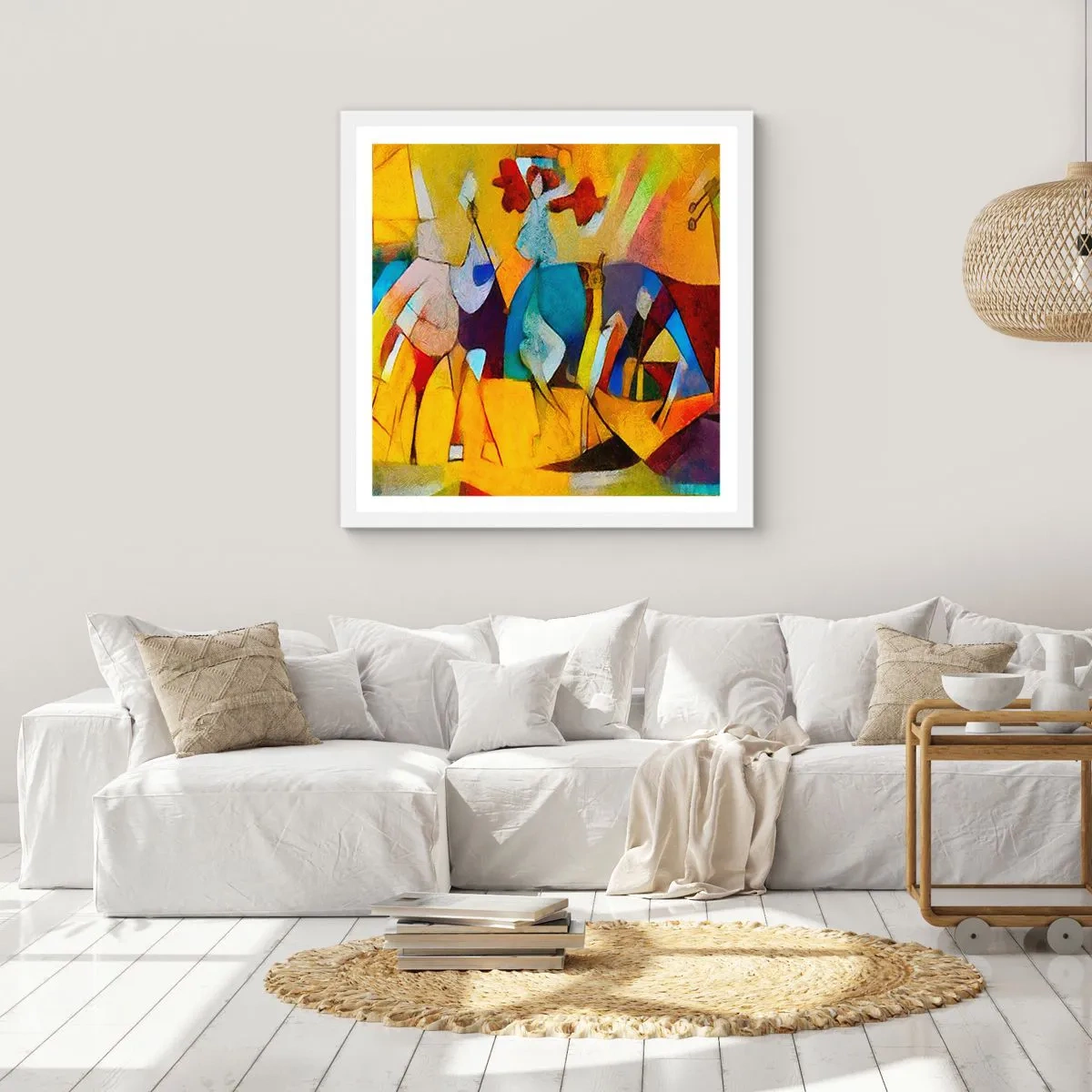 Poster in cornice bianca - Sole - vita - gioia - 60x60 cm