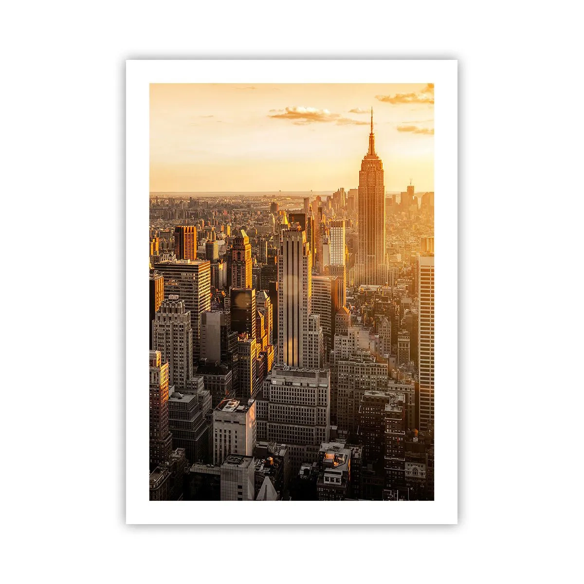 Poster - Skyline di Manhattan al tramonto dall'Empire State Building - 50x70cm - Crescere al sole - Decorazione murale moderna per soggiorno e camera da letto ARTTOR