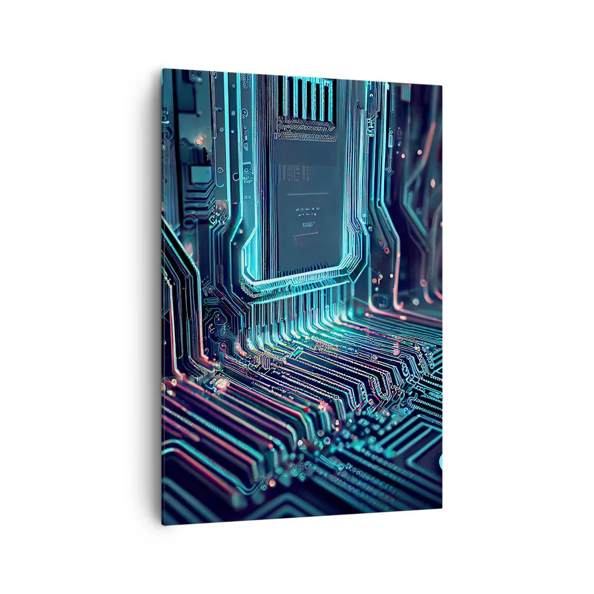 Quadro su tela - Stampe su Tela - Circuito stampato tecnologico con tracce illuminate - 70x100cm - Sto pensando qualcosa... - Decorazione murale moderna per soggiorno e camera da letto ARTTOR