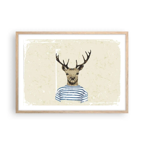 Poster in cornice rovere chiaro - Mi piacciono le camicie a righe! - 70x50 cm