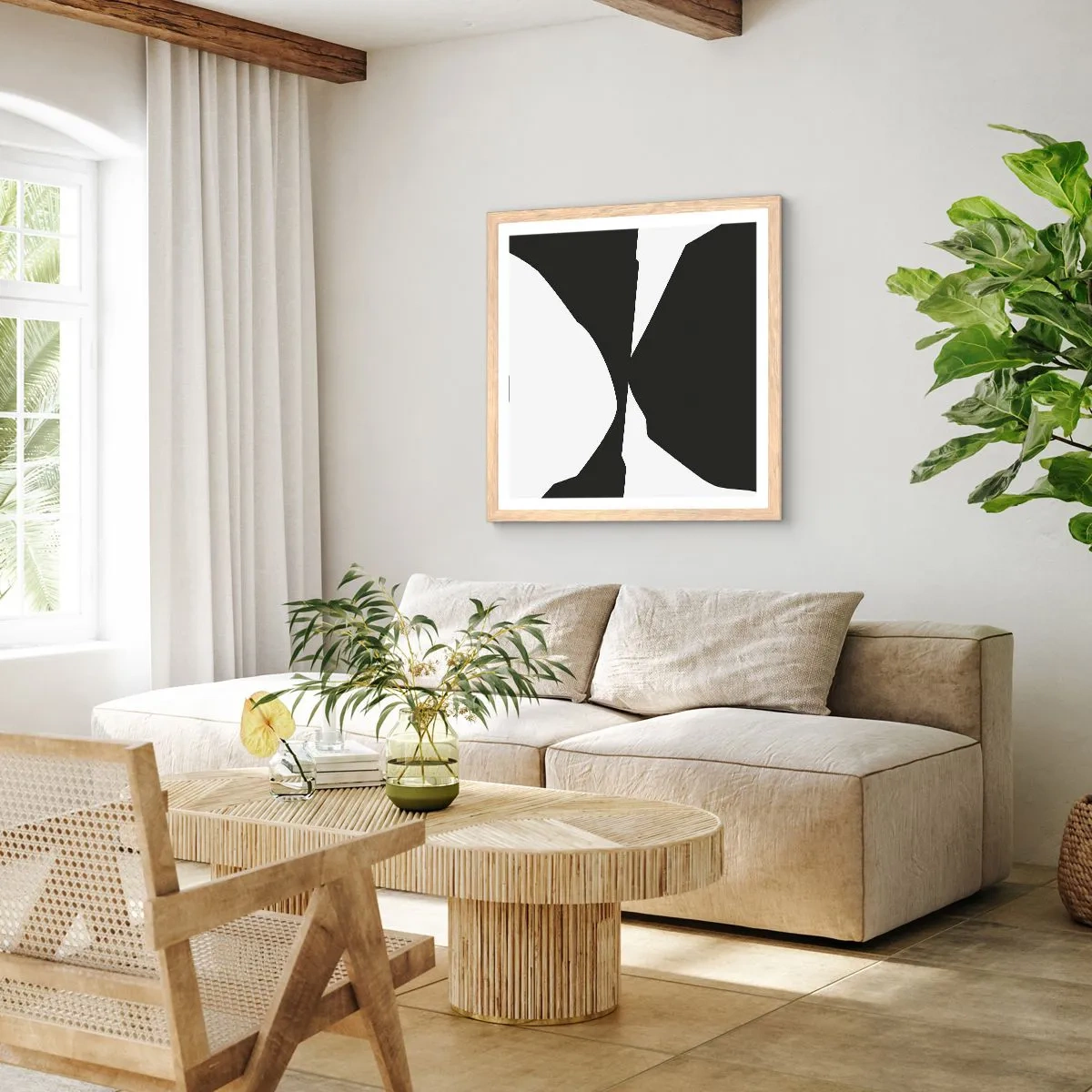 Poster in cornice rovere chiaro - Positivo - negativo - 40x40 cm