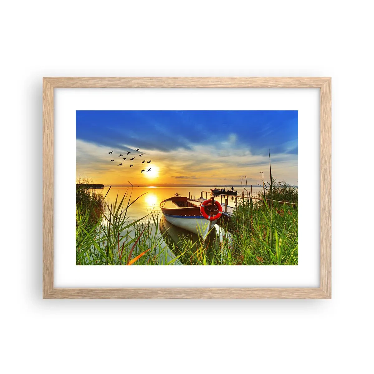 Poster in cornice rovere chiaro - I cormorano volano già via - 40x30 cm