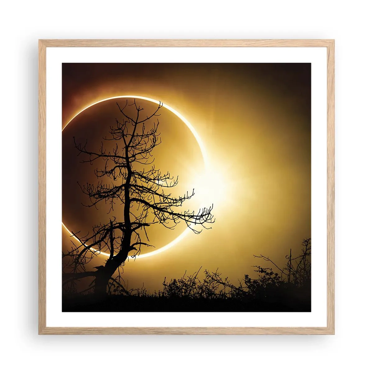 Poster in cornice rovere chiaro - Eclissi totale - 60x60 cm