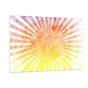 Quadro su vetro - Raggi del sole nascente o tramontante in stile retrò - 120x80cm - Albe e tramonti - Decorazione murale moderna per soggiorno e camera da letto ARTTOR
