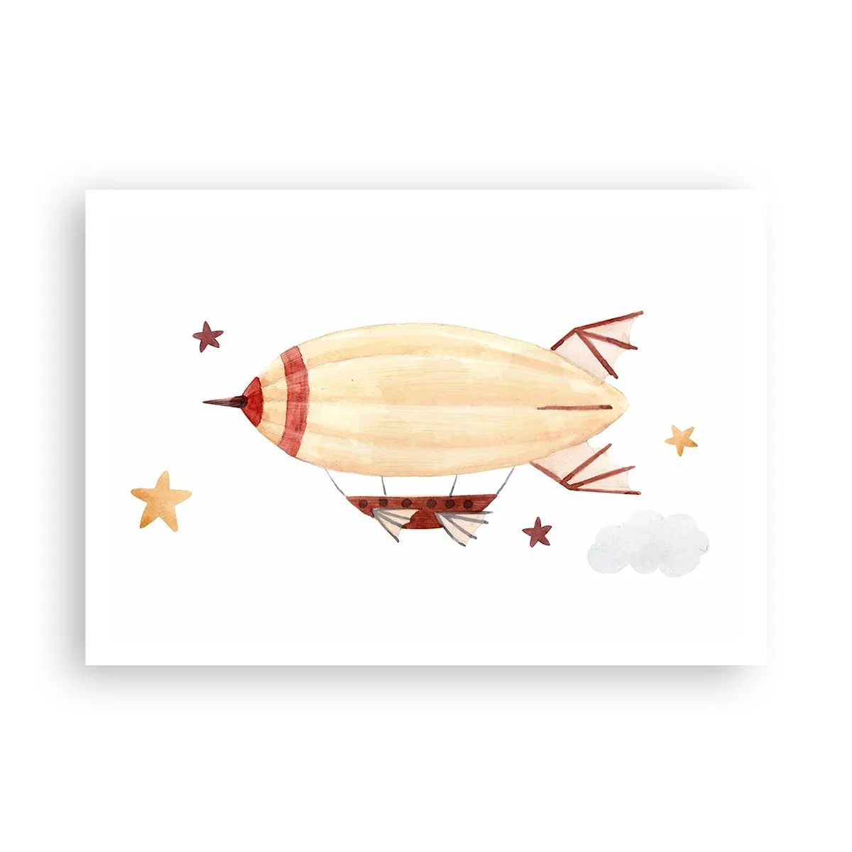 Poster - Un dirigibile dipinto a mano su uno sfondo di stelle - 100x70cm - Nave volante - Decorazione murale moderna per soggiorno e camera da letto ARTTOR