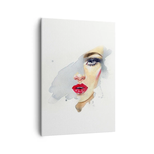 Quadro su tela - Stampe su Tela - Ritratto ad acquerello di una donna dallo sguardo intenso. - 50x70cm - Riflesso in una goccia d'acqua - Decorazione murale moderna per soggiorno e camera da letto ARTTOR