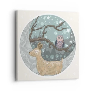 Quadro su tela - Stampe su Tela - Notte fiabesca nel bosco - 30x30 cm