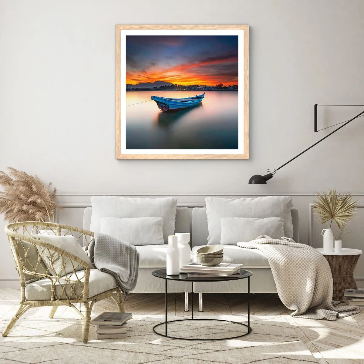 Poster in cornice rovere chiaro - Viene una notte buona - 40x40 cm