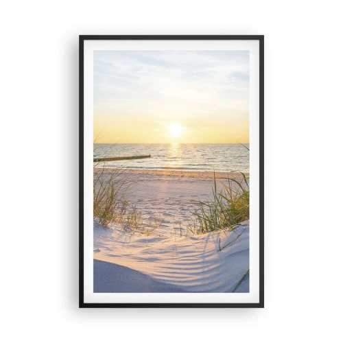 Poster in cornice nera - Rumore del mare, uccelli che cantano, spiaggia selvatica tra i cespugli... - 61x91 cm