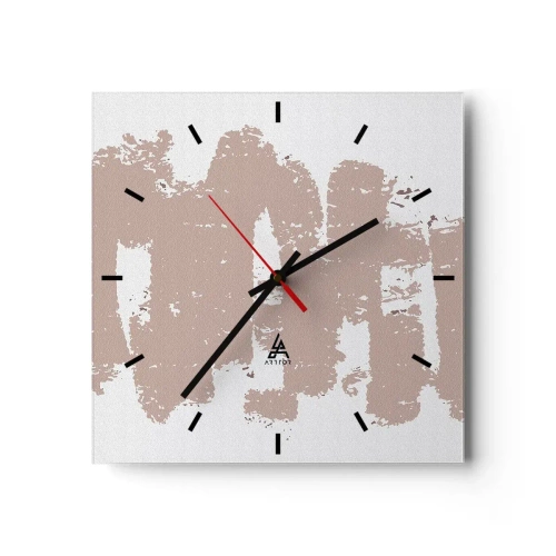 Orologio da parete - Orologio in Vetro - Forme rosa tenui su uno sfondo chiaro - 30x30cm - Astrazione in un rosa mite - Decorazione murale moderna per soggiorno e camera da letto ARTTOR