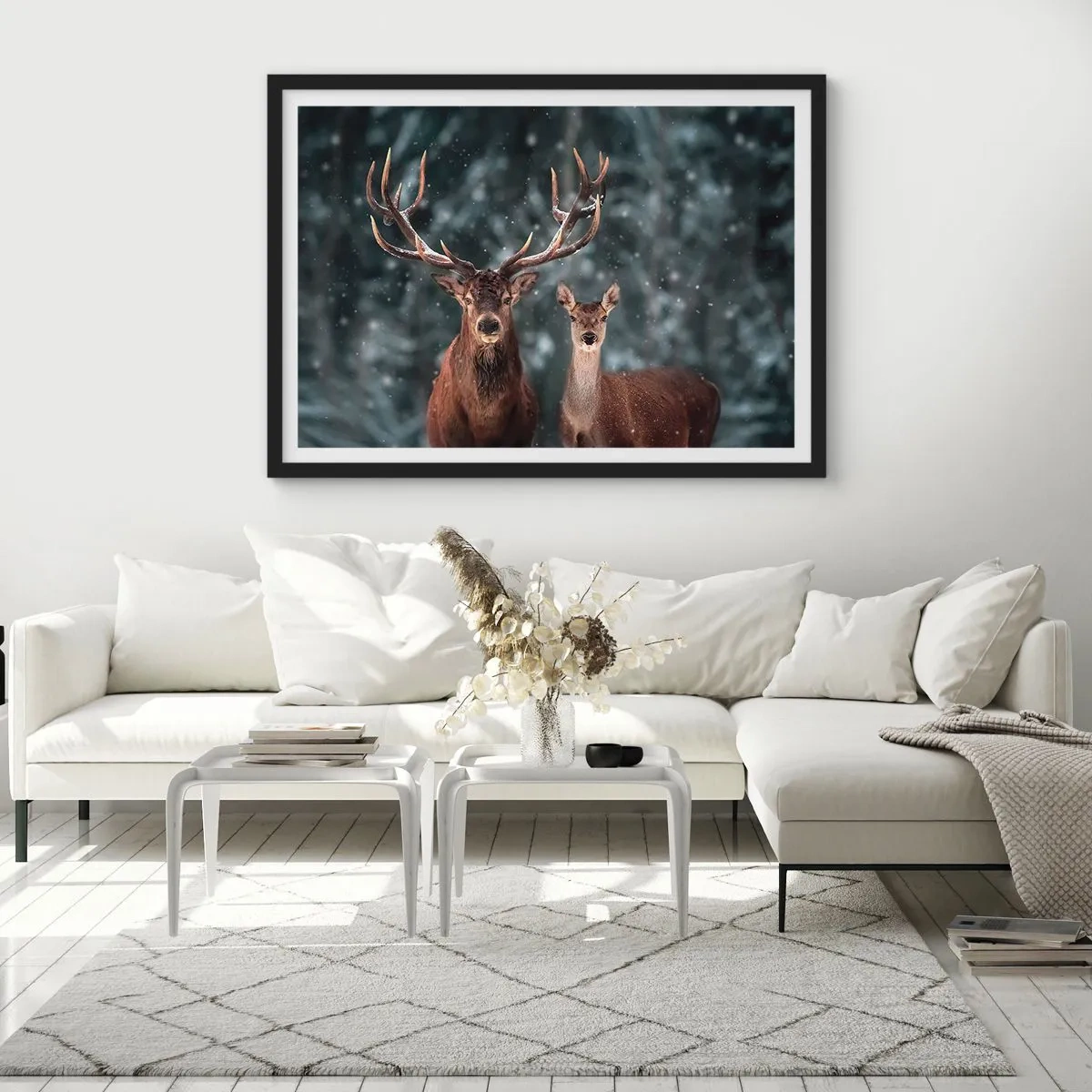 Poster in cornice nera - Il re della foresta con la consorte - 40x30 cm