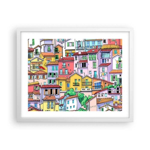 Poster in cornice bianca - Città allegra - 50x40 cm