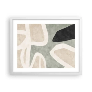 Poster in cornice bianca - Composizione con motivi in nero - 50x40 cm
