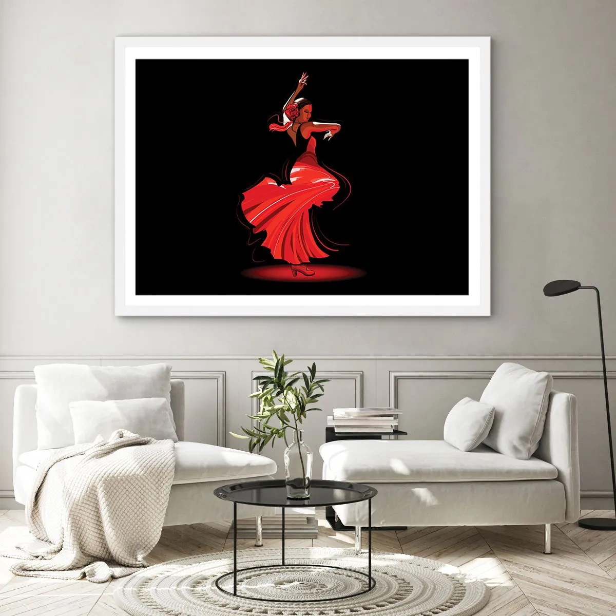 Poster in cornice bianca - Lo spirito focoso del flamenco - 91x61 cm