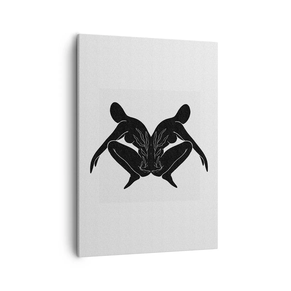 Quadro su tela - Stampe su Tela - Sagome nere in posizione simmetrica su sfondo bianco - 50x70cm - Anima comune - Decorazione murale moderna per soggiorno e camera da letto ARTTOR