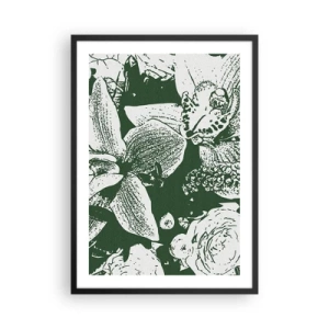 Poster in cornice nera - Illustrazione botanica di fiori e foglie in colori contrastanti - 50x70cm - Bouquet: il mondo del verde - Decorazione murale moderna per soggiorno e camera da letto ARTTOR