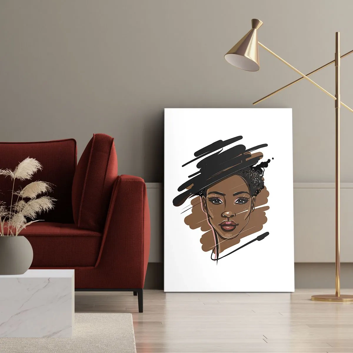Quadro su tela - Stampe su Tela - Ritratto di una donna con pennellate artistiche - 50x70cm - Dolce come la cioccolata - Decorazione murale moderna per soggiorno e camera da letto ARTTOR