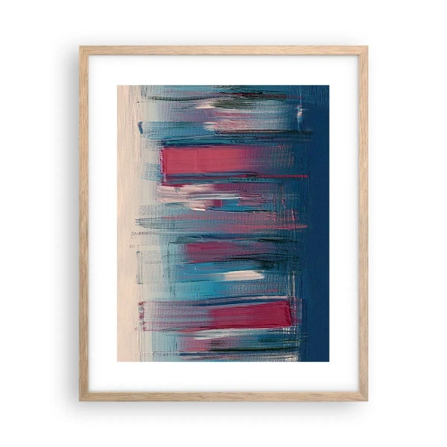 Poster in cornice rovere chiaro - Composizione verticale in blu e rosso - 40x50 cm