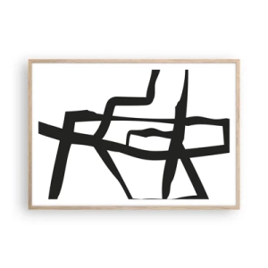 Poster in cornice rovere chiaro - Struttura bianca e nera - 100x70 cm