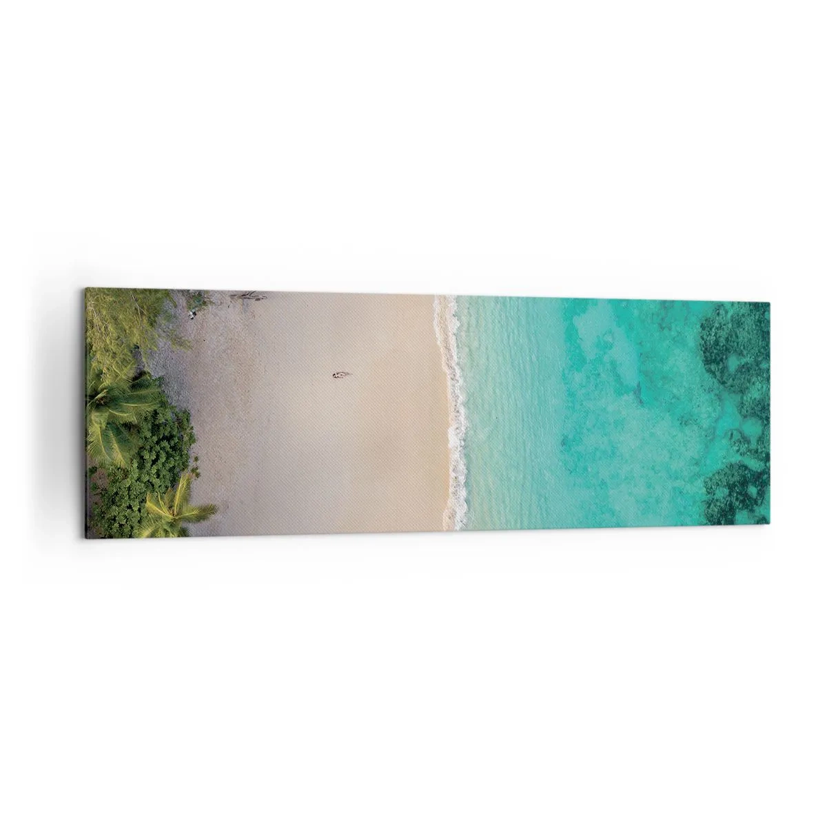 Quadro su tela - Stampe su Tela - Vista aerea di una spiaggia tropicale con acqua turchese - 160x50cm - Spiaggia del paradiso - Decorazione murale moderna per soggiorno e camera da letto ARTTOR