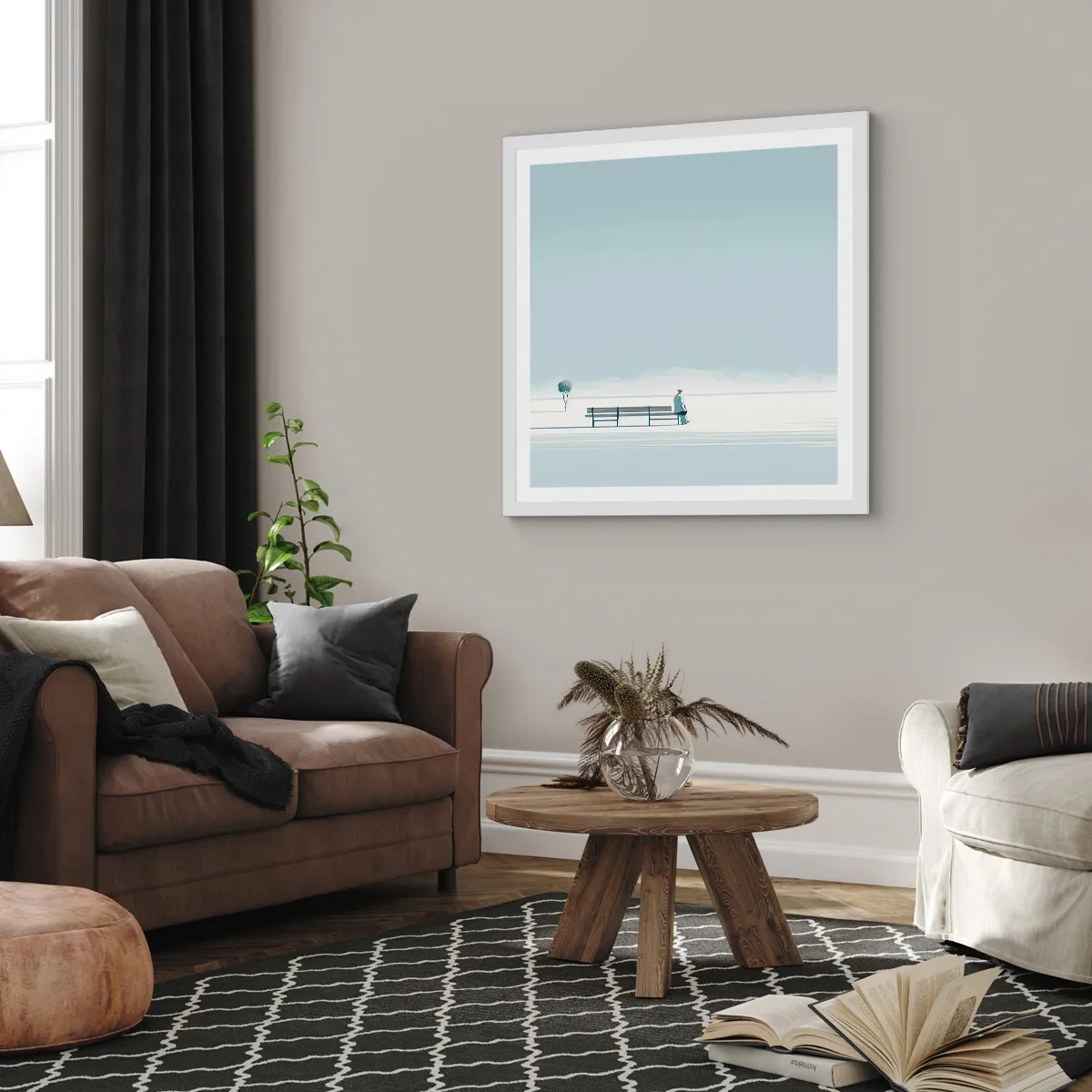 Poster in cornice bianca - Si, aspetto. - 50x50 cm