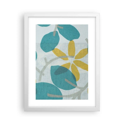 Poster in cornice bianca - Tra le foglie azzurre - 30x40 cm