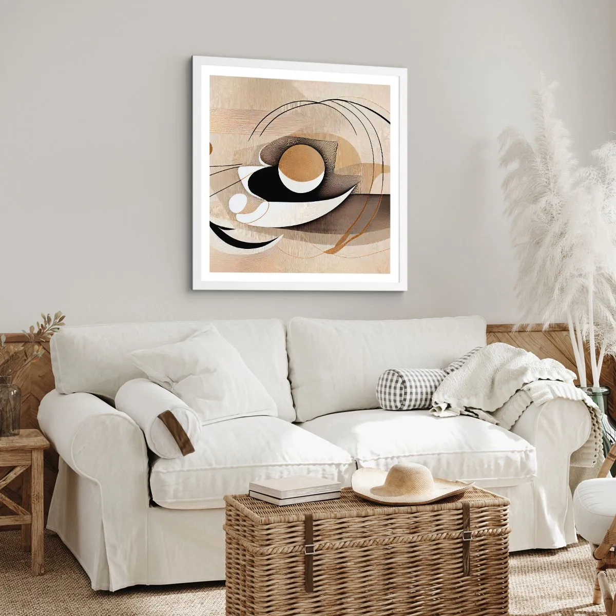 Poster in cornice bianca - Composizione: l'essenza delle cose - 40x40 cm