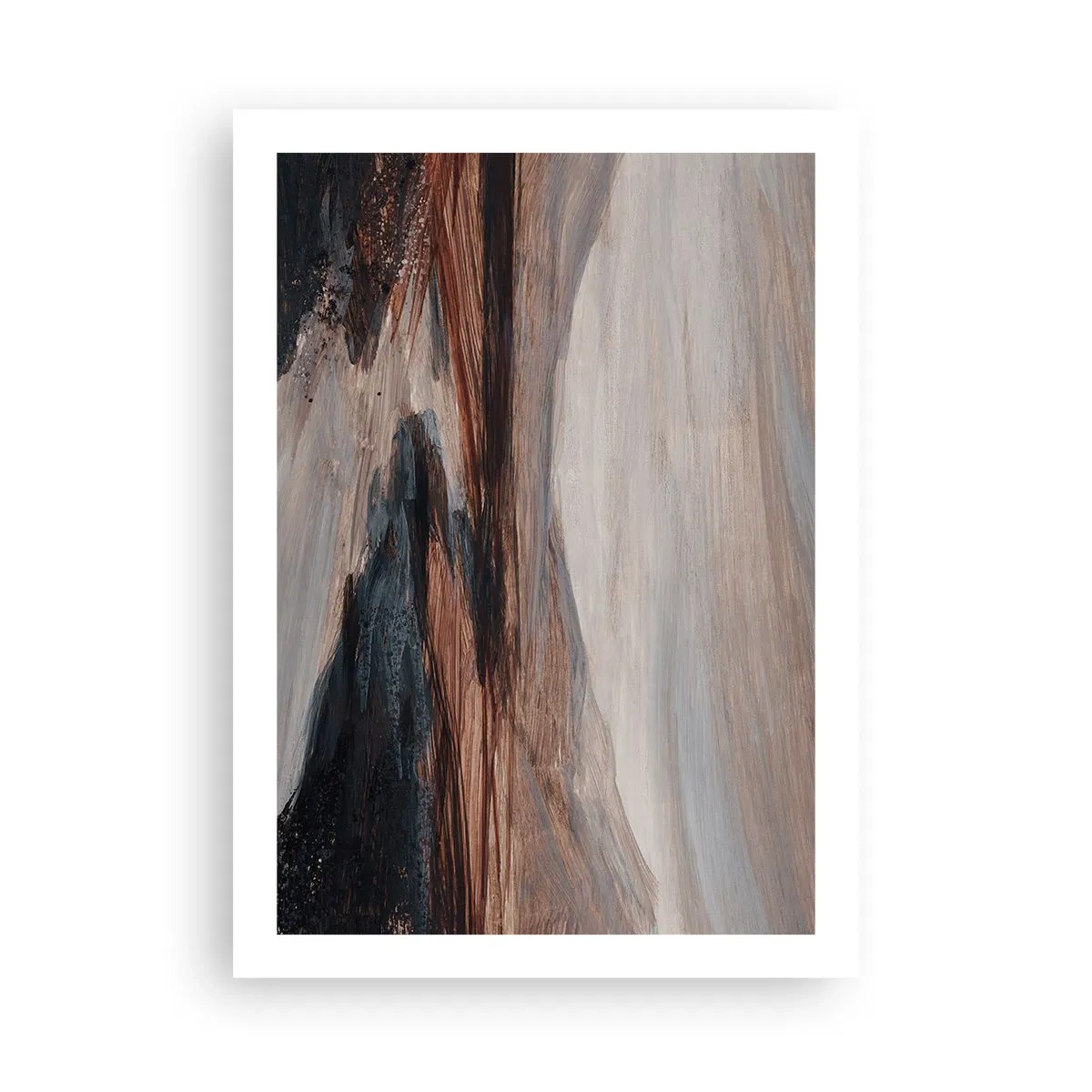 Poster - Composizione astratta nei toni del marrone e del nero - 50x70cm - Valle tranquilla - Decorazione murale moderna per soggiorno e camera da letto ARTTOR