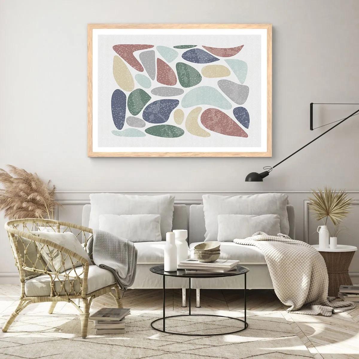 Poster in cornice rovere chiaro - Mosaico di colori incipriati - 50x40 cm