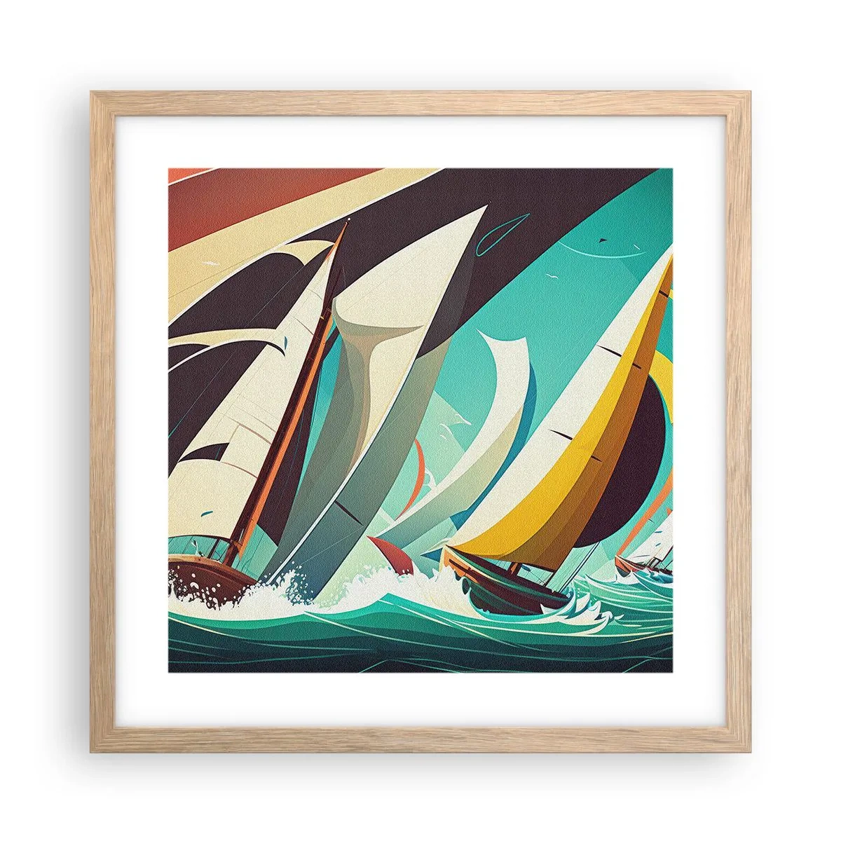 Poster in cornice rovere chiaro - Compagne degli elementi - 40x40 cm