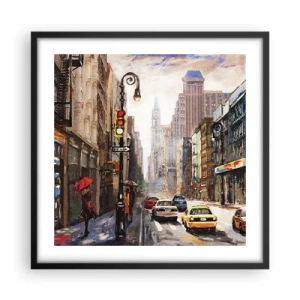 Poster in cornice nera - New York: colorata anche sotto la pioggia - 50x50 cm