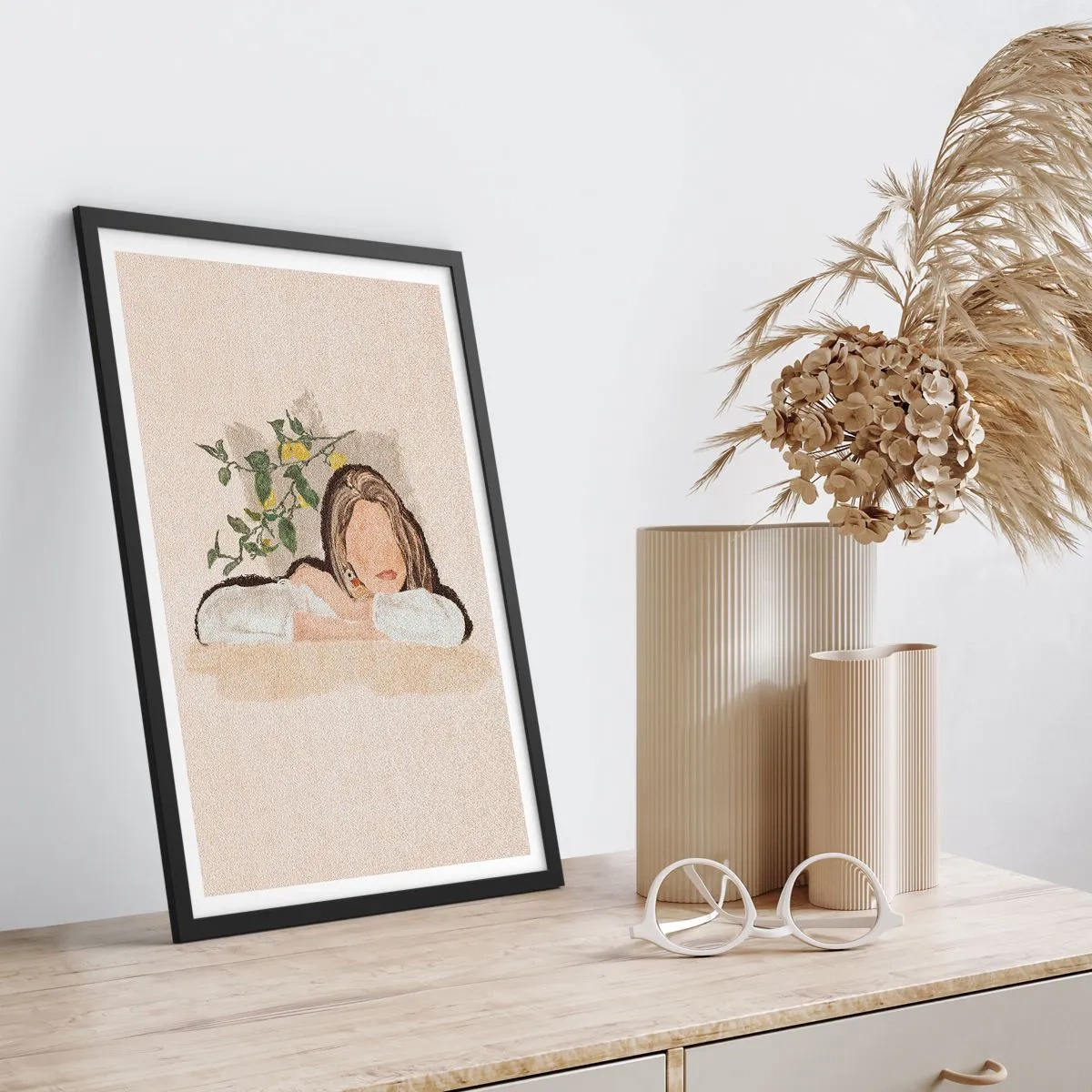 Poster in cornice nera - Una figura pensierosa immersa nella natura - 50x70cm - Bellezza del sud - Decorazione murale moderna per soggiorno e camera da letto ARTTOR