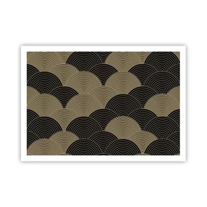 Poster - Motivo Art Déco con semicerchi e linee dorate - 100x70cm - Unità nella molteplicità - Decorazione murale moderna per soggiorno e camera da letto ARTTOR