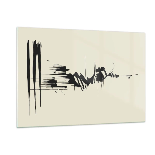 Quadro su vetro - Linee e punti neri dinamici su uno sfondo chiaro in stile astratto. - 120x80cm - Astrazione frettolosa - Decorazione murale moderna per soggiorno e camera da letto ARTTOR