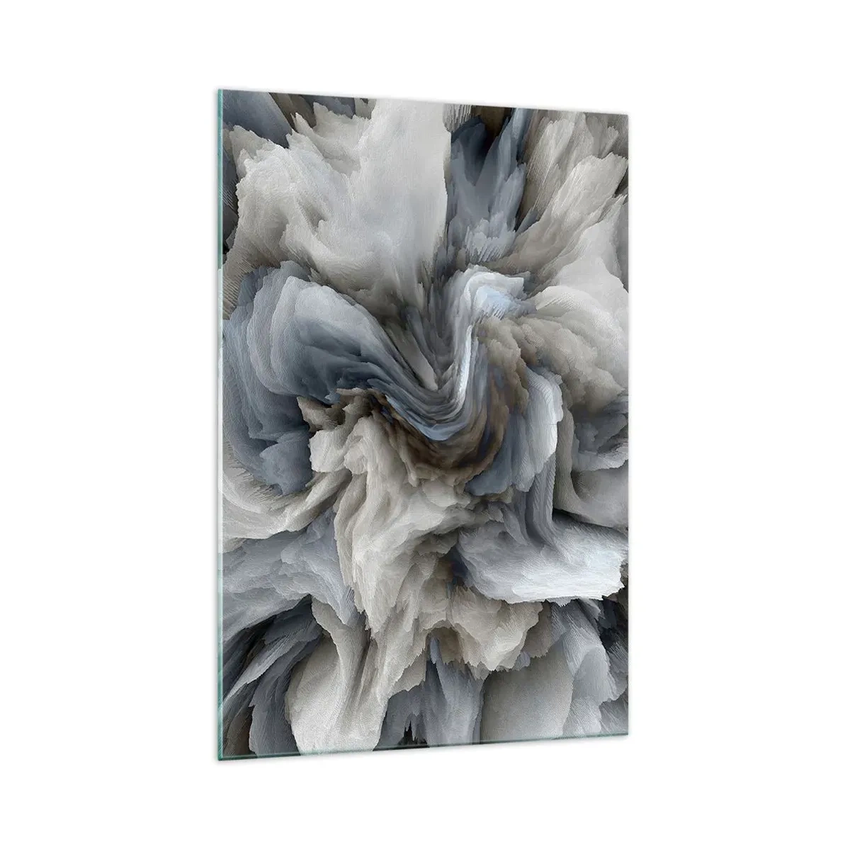 Quadro su vetro - Vortice astratto nei toni del grigio e del blu - 70x100cm - Pietra in fiore - Decorazione murale moderna per soggiorno e camera da letto ARTTOR