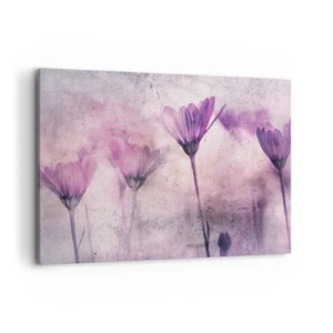 Quadro su tela - Stampe su Tela - Delicati fiori nelle tonalità del viola su uno sfondo chiaro - 100x70cm - Il sogno dei fiori - Decorazione murale moderna per soggiorno e camera da letto ARTTOR