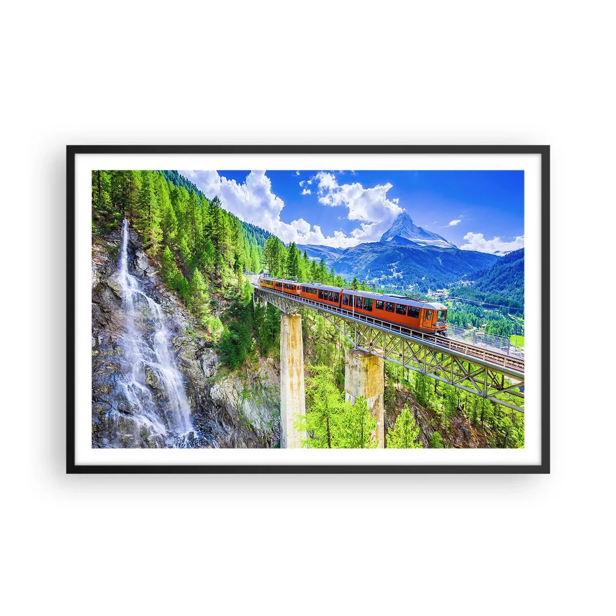 Poster in cornice nera - Ferrovia alpina - 91x61 cm